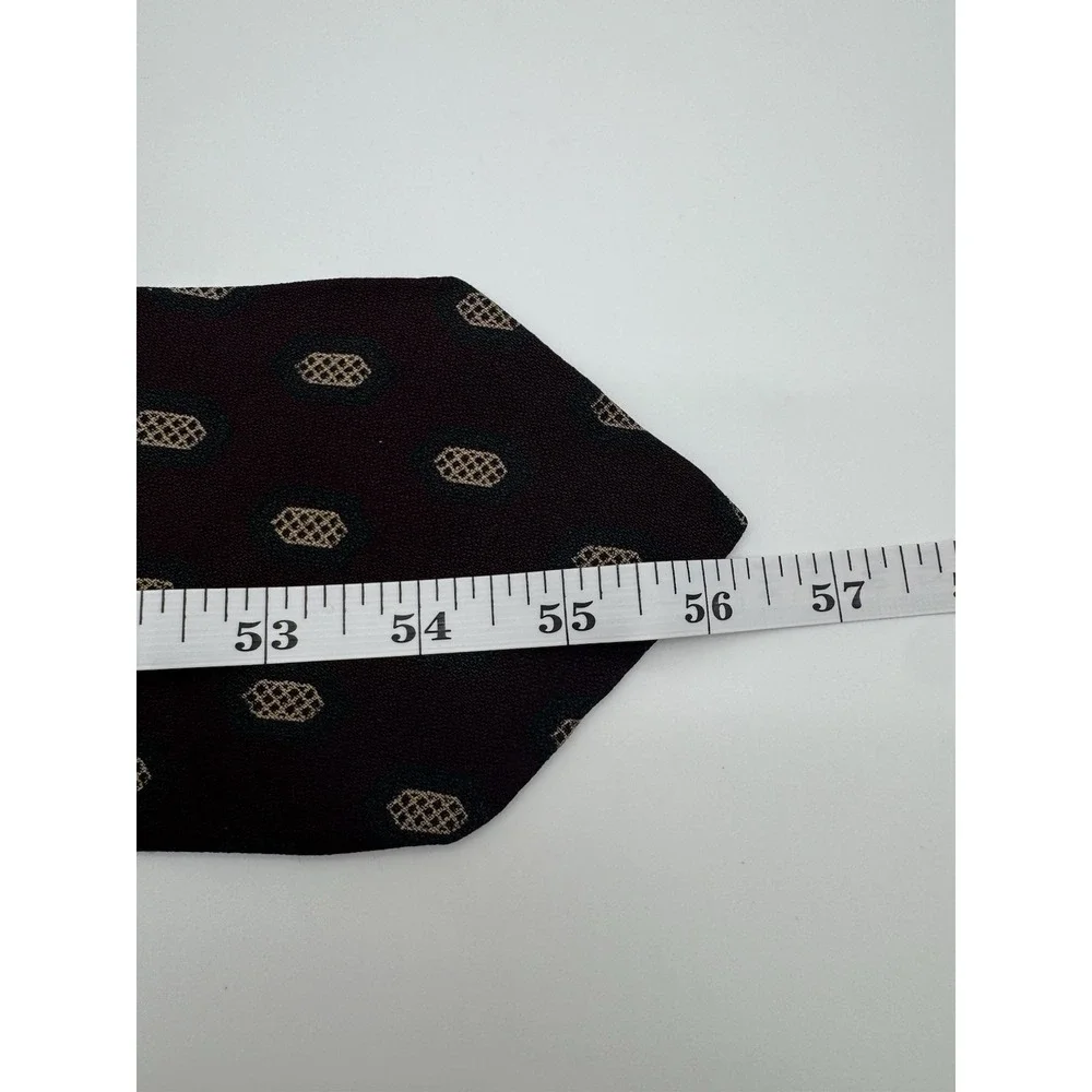 Giorgio Armani‎ Cravatte Silk Tie Brown Geometric Medallion Italy Designer